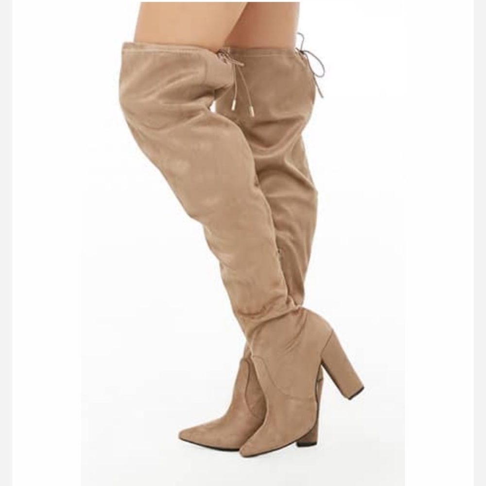 Taupe Faux Suede Over-The-Knee Boots
